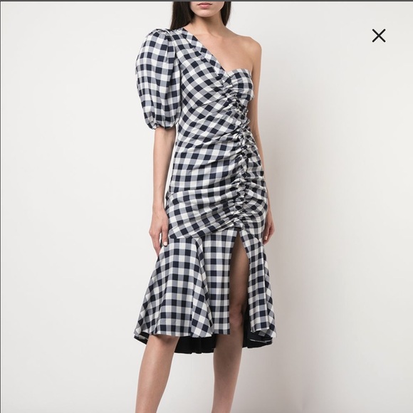 Jonathan Simkhai One Shoulder Gingham Dress - Picture 2 of 6